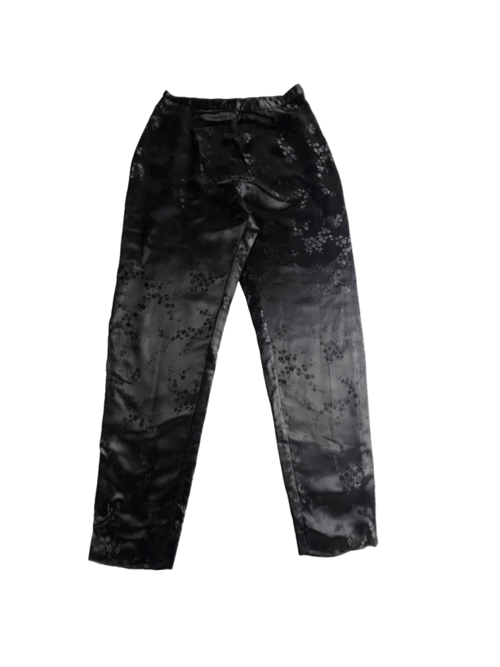 VTG Compagnie Internationale Express Sz 9/10 Black Jacquard Pants Floral Goth